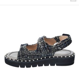 Stuart Weitzman Zoe Lift Tweed Sandal size 8